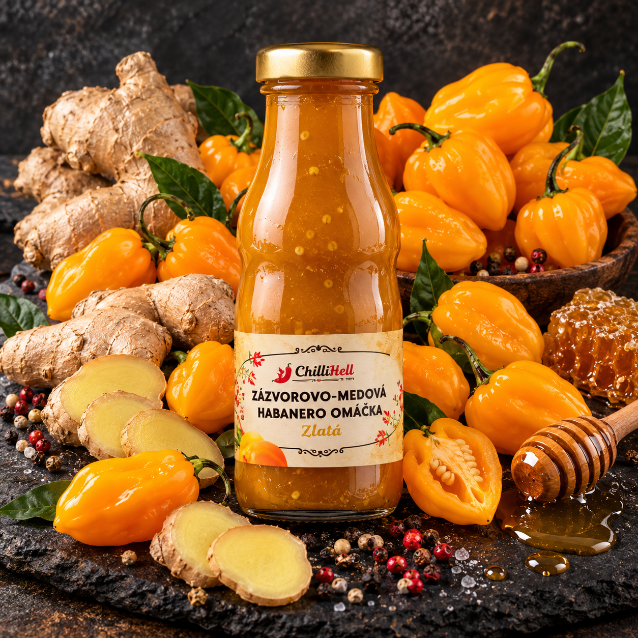 Zázvorovo medová Habanero omáčka >>ZLATÁ<<