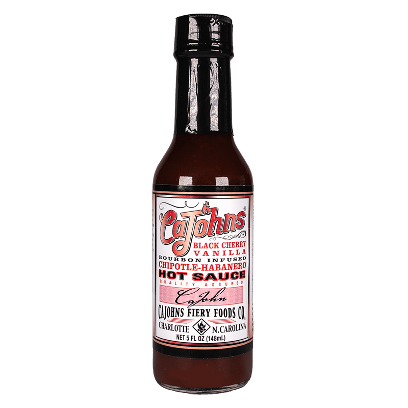 CaJohns Black Cherry Vanilla Bourbon Infused Chipotle-Habanero Hot Sauce, 148ml